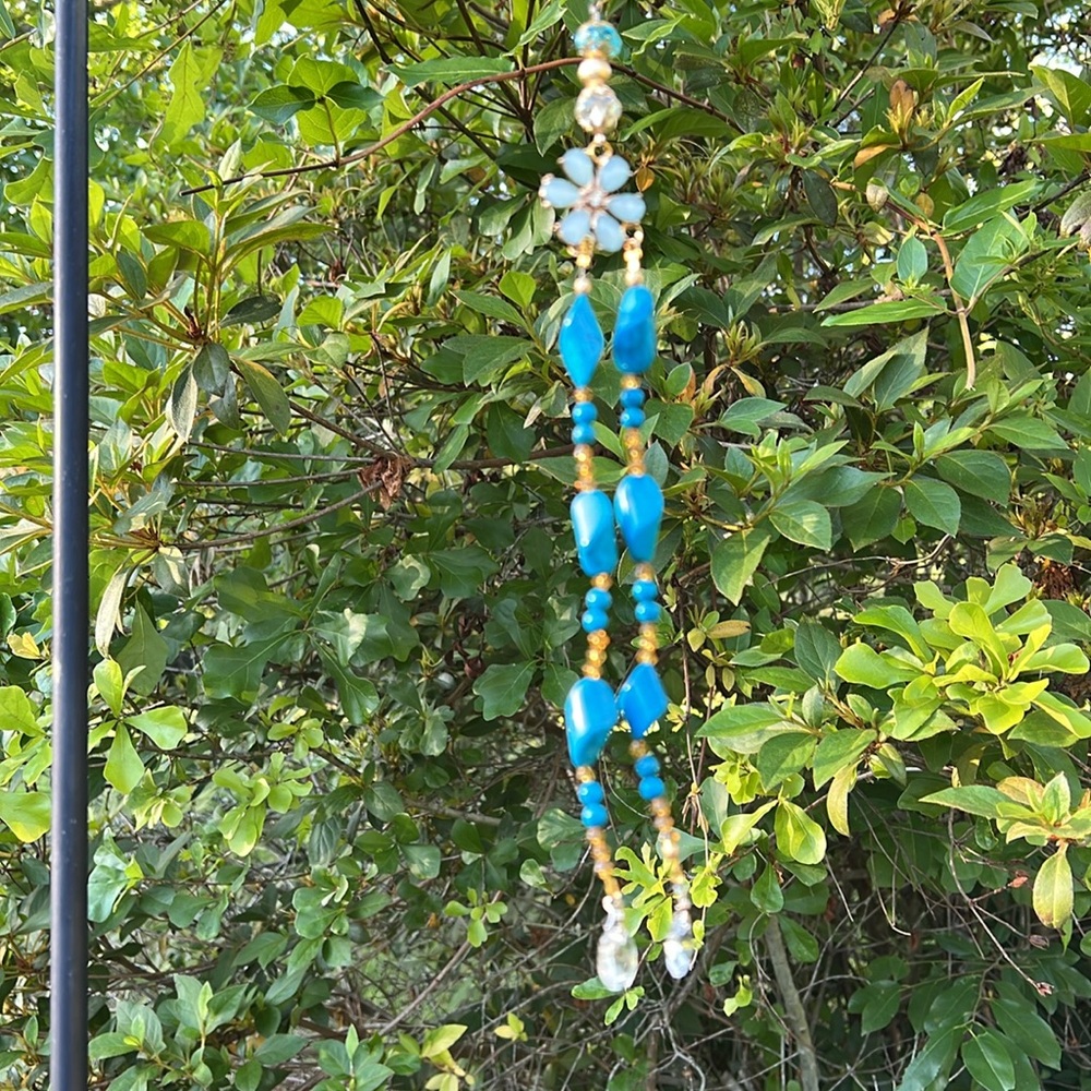 Blue Beaded Sun Catcher Rainbow Maker